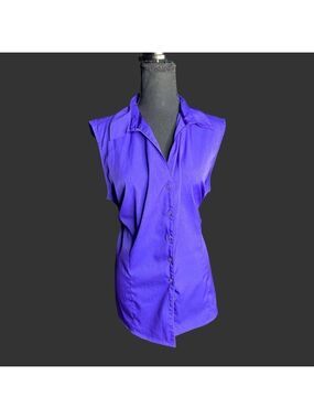 Womens Plus| Purple Sleeveless Button Up Blouse |BB-Dsst-03